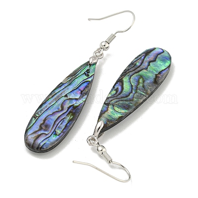 Серьги-подвески из натуральной латуни с покрытием из пауа EJEW-N055-53P-1