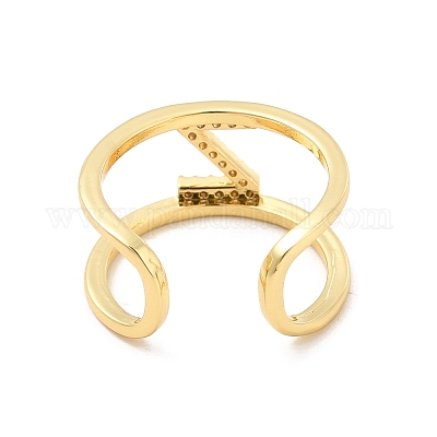 Кольцо-манжета с открытой буквой из прозрачного кубического циркония RJEW-A012-01G-Z-1