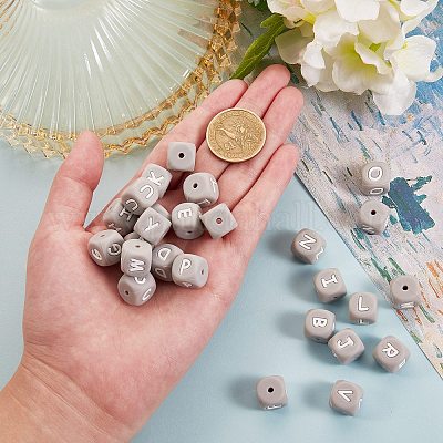 26 шт. 26 стиля силиконовые бусины с алфавитом для изготовления браслетов или ожерелий SIL-SZ0001-01A-1