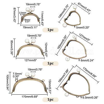 3 шт. 3 стильных железных ручки-рамки для кошелька с замком-поцелуем FIND-PH0008-02-1