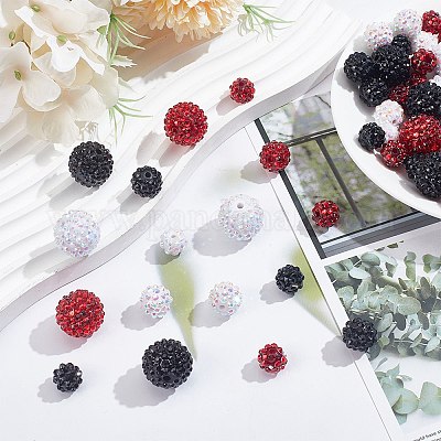 90 шт. 9-х видов смоляных градуированных бусин со стразами RESI-AR0001-41-1