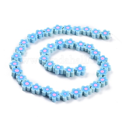 Нити из полимерной глины с цветочными бусинами ручной работы CLAY-M003-07J-1