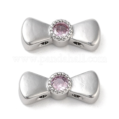 Многониточные звенья с бантом из латуни паве розового циркония KK-B102-37B-01P-1