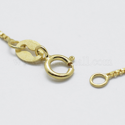 925 стерлингового серебра цепи коробки ожерелья STER-F039-40cm-04G-1