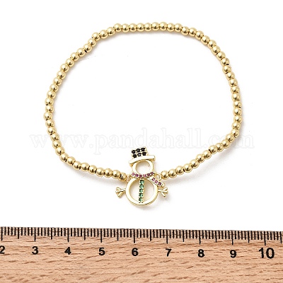 Рождественские браслеты из латуни с микропаве из кубических цирконий BJEW-K289-01A-G-1