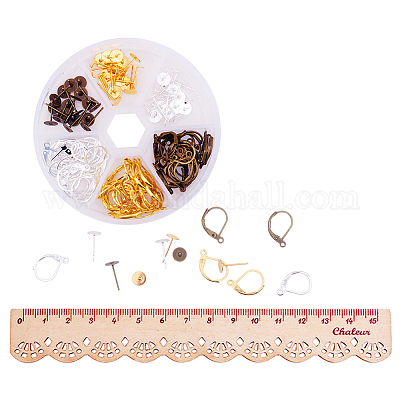 Латунь наборы сеттинги серьги KK-PH0015-05-1