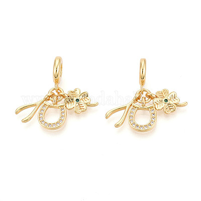 Латунь микропейв кубический цирконий европейские подвески с подвесками KK-N271-15G-1