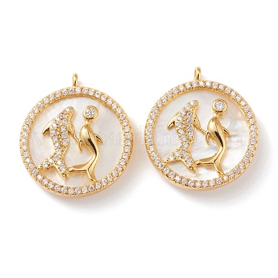 Настоящие позолоченные кулоны из латуни с микропаве ZIRC-J039-14G-B-1