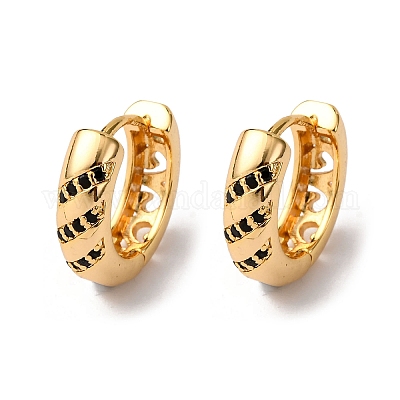 Кольцо латунные серьги-кольца с микропаве из кубического циркония EJEW-F384-05G-1