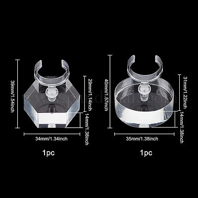 2 шт. 2-х стильная прозрачная акриловая стойка для колец AJEW-FG0001-60-1