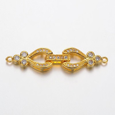 Латунные микро проложить кубического циркония раз за застежками ZIRC-F013-01G-FF-1