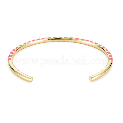 Скрученный браслет-манжета из латуни с эмалью BJEW-T020-02D-NF-1