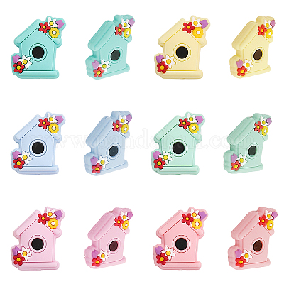 12шт 6 цвета силиконовые бусины SIL-CA0002-45-1