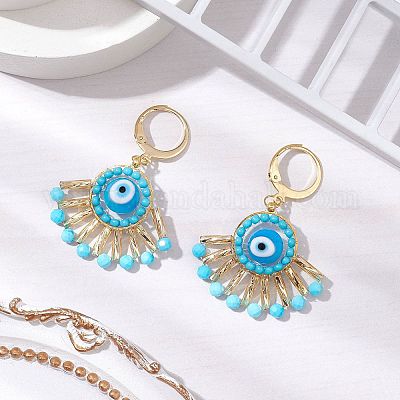 Серьги ручной работы сглаза лэмпворк лебербек EJEW-MZ00352-05-1