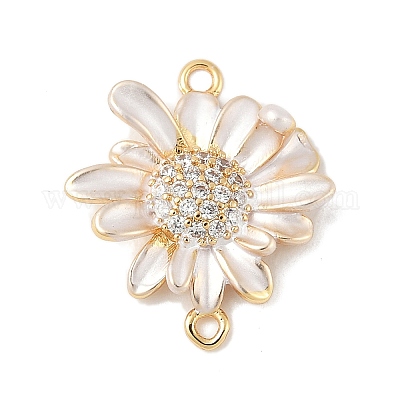 Подвески-коннекторы из цветочной латуни с микропаве из прозрачного кубического циркония KK-M326-06-G02-1