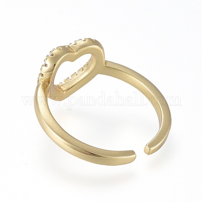 Латунные кольца из манжеты с прозрачным цирконием RJEW-K232-07G-1