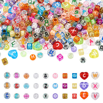 1200pcs Letter Beads 24 Types Acrylic Letter Beads With Round