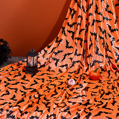 Полиэстеровая сетчатая ткань на тему Хэллоуина DIY-WH0622-366-1