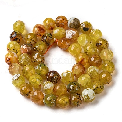 Нити окрашенных и нагретых натуральных агатовых бус с огненным кракелюром G-P539-B01-13-1