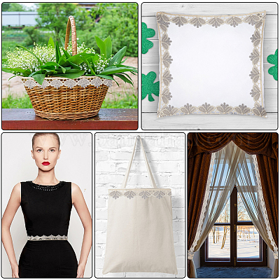 6 ярд полиэстеровой волнистой кружевной ленты для отделки SRIB-GF0001-45B-1