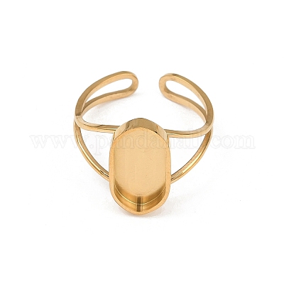 Настоящие позолоченные 18-каратным золотом компоненты манжетного кольца из нержавеющей стали 304 STAS-A191-12C-G-1