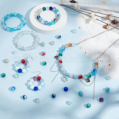 288 шт. 24 вида стеклянных круглых бусин с эффектом кракле GLAA-PH0004-01B-1