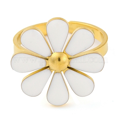 Кольца-гвоздики из нержавеющей стали 304 с эмалью для женщин RJEW-U023-01G-03-1