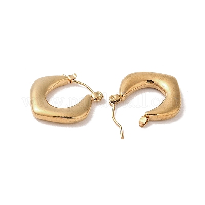 Серьги-полукольца из нержавеющей стали ромб 201 для женщин EJEW-G385-31G-1