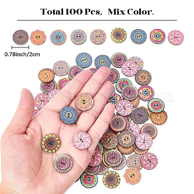 100 шт. пуговицы из тополя с 2 отверстиями BUTT-CY0001-14-1