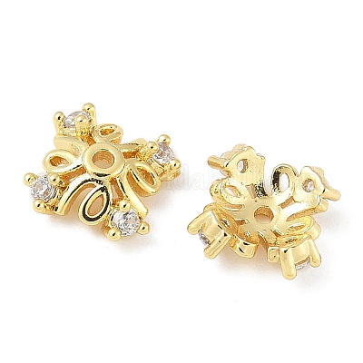 Колпачки для бусин из прозрачного кубического циркония из латуни KK-V015-39G-01-1