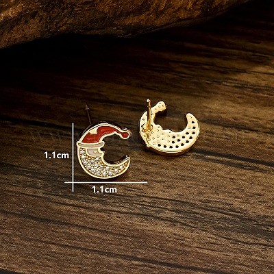 Серьги-гвоздики в форме луны из латуни с прозрачным кубическим цирконием LV9969-1