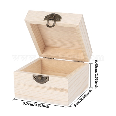 3Pcs Wooden Treasure Chest Stash Box Jewelry Makeup Storage Organizer with  Lock 