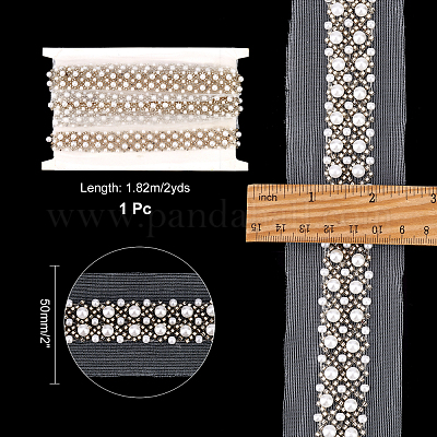 Tienda Chgcraft 2 yardas de cuentas de perlas cinta de ajuste de encaje  cuentas de perlas cinta decorativa borde de encaje cinta de ajuste cinta de  encaje de recorte para coser vestido