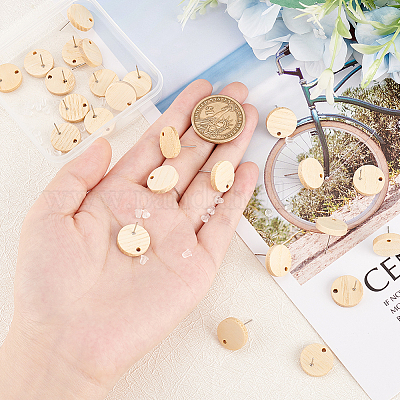 30 шт. деревянная фурнитура для сережек-гвоздиков WOOD-OC0002-71-1
