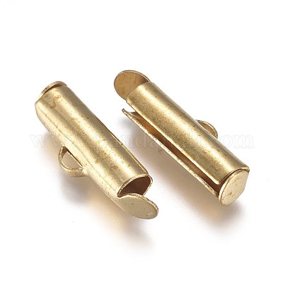 100PCS Brass Slide On End Clasp Tubes Slider End Caps For Jewelry
