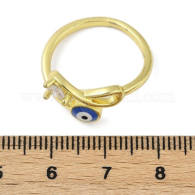 Кольца-манжеты из латуни с микропаве из прозрачного кубического циркония и эмалью для женщин RJEW-L113-031G-1