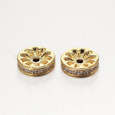 Латунные микро проложить класса AAA кубического циркония бусы ZIRC-O010-6mm-07G-NR-1