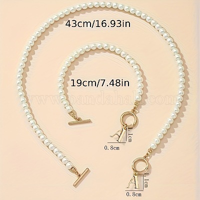 Наборы браслетов и ожерелий из пластиковых бусин с имитацией жемчуга FS-WG7E770-01-1