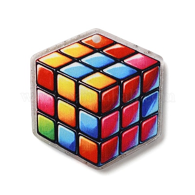 Подвески из прозрачного акрила с принтом OACR-S045-03F-1