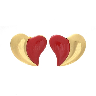 Серьги-гвоздики в форме сердца из нержавеющей стали 304 EJEW-A130-01G-03-1