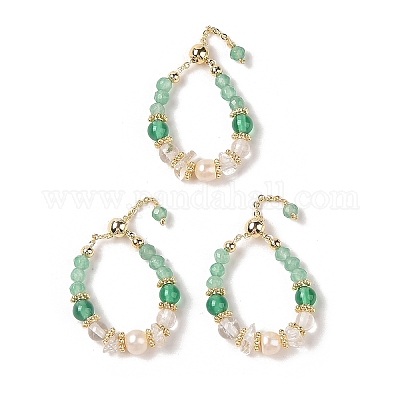 Регулируемые кольца из натурального зеленого агата RJEW-C090-01G-1