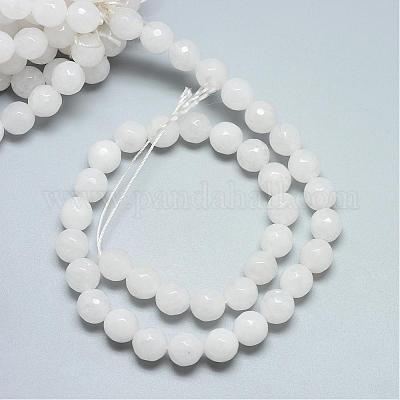 Chapelets de perles de jade blanche naturelle&nbsp;G-R346-8mm-08-1
