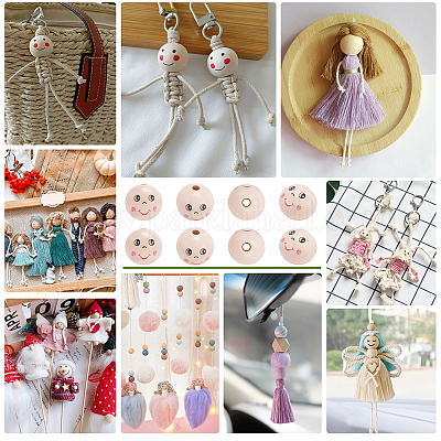 30 шт. окрашенные распылением европейские бусины из натурального дерева WOOD-NB0002-66-1