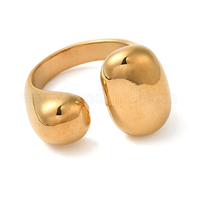 Ионное покрытие (ip) 304 нержавеющая сталь овальные открытые манжеты кольца для женщин мужчин RJEW-Z054-02G-02-1