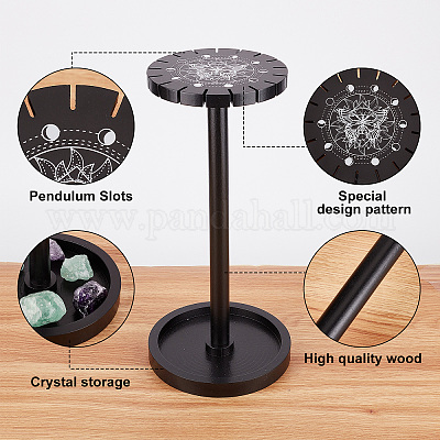 Support Pendule Paume En Bois CREATCABIN - Présentoir Cristal Avec Fentes Pour Divination Et Bijoux, 12 X 29 Cm