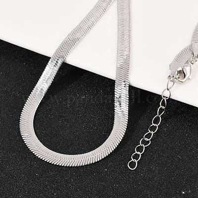 6 мм плоские ожерелья-змейки из нержавеющей стали 201 для женщин и мужчин NJEW-Z089-02P-1