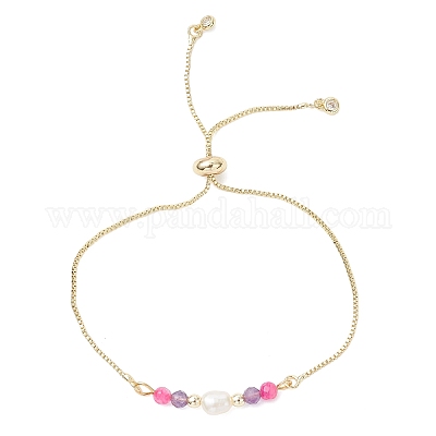 4 шт. 4-х стильный латунный браслет-слайдер с цепочкой-коробкой BJEW-JB12700-1