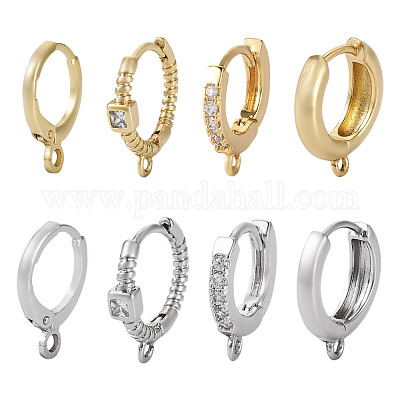 8 пара 8-х стильных латунных серег-колец EJEW-PJ0001-05-1