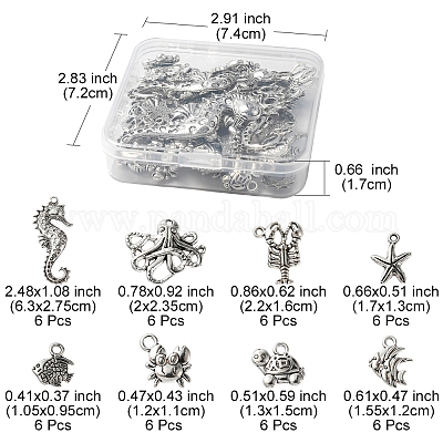 48 шт. 8 стильные подвески из сплава на тему морских животных в тибетском стиле FIND-FS0001-53-1