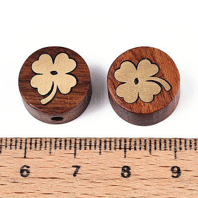 Натуральные сандаловые бусины и латунные бусины WOOD-T032-33D-1